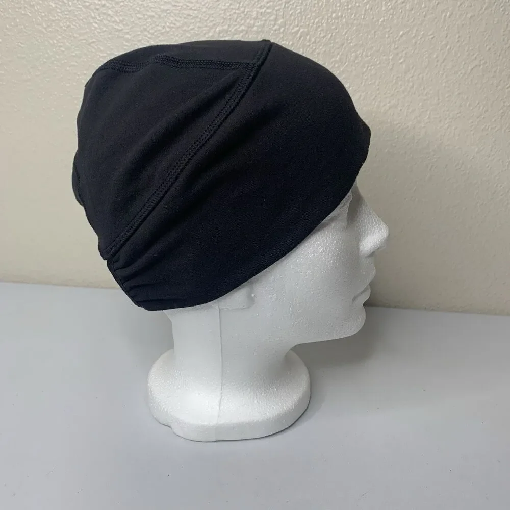 Lululemon Hat Skull Cap Black Reflective Ponytail Brisk Run Toque Beanie Sz OS
